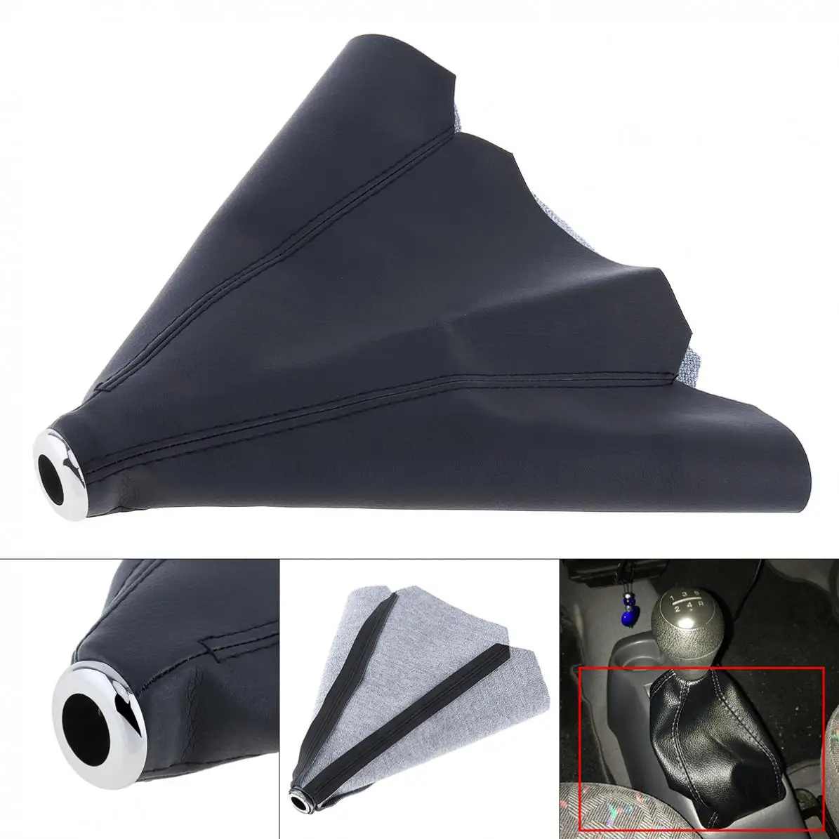 

Universal 4 Colors 15mm PU Leather Car Manual Gear Stick Shift Collars Lever Knob Gaiter Dust Cover