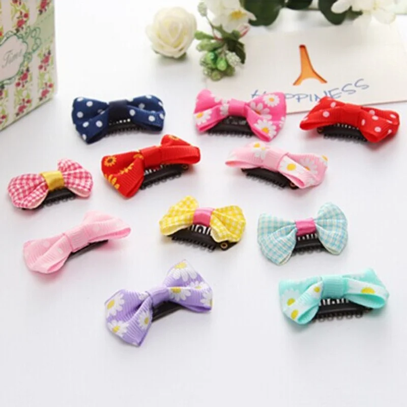 

10Pcs Kids Baby Girl's Bow Ribbon Hair Bow Mini Latch Clips Hair Clip Hairpins Safety Barrettes
