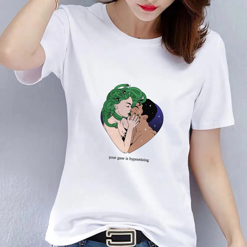 

Summer Moda Mujer 2021 Female T-shirt Harajuku Fashion Santa Women Be With Someone Who Makes You Happy Letter T Shirt Funny Tee