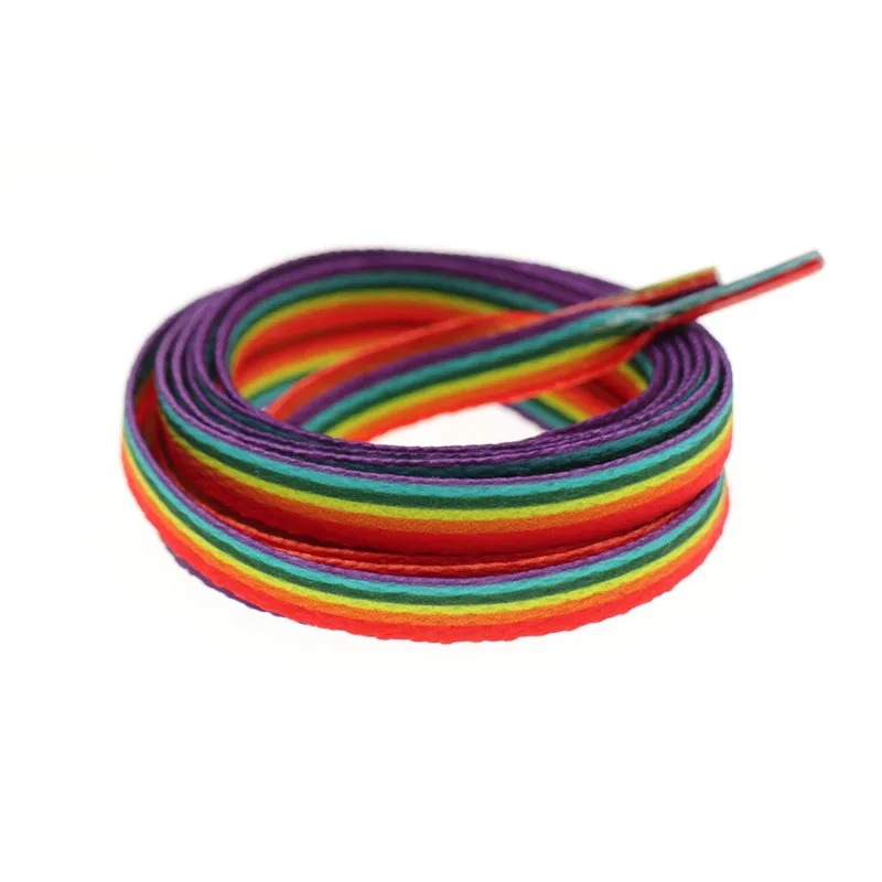 10 Pairs Gradient Rainbow Shoelaces Flat Colorful Shoestrings for High Top Canvas Shoes Printing Shoelaces Accesories Popular
