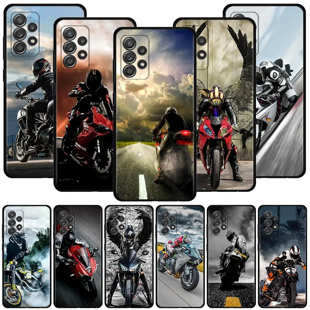 Cover For Samsung Galaxy A51 A71 A41 A31 A11 A01 A72 A52 A42 A32 A22 A21s A02s A12 A02 Black Case Moto Cross Motorcycle Sports