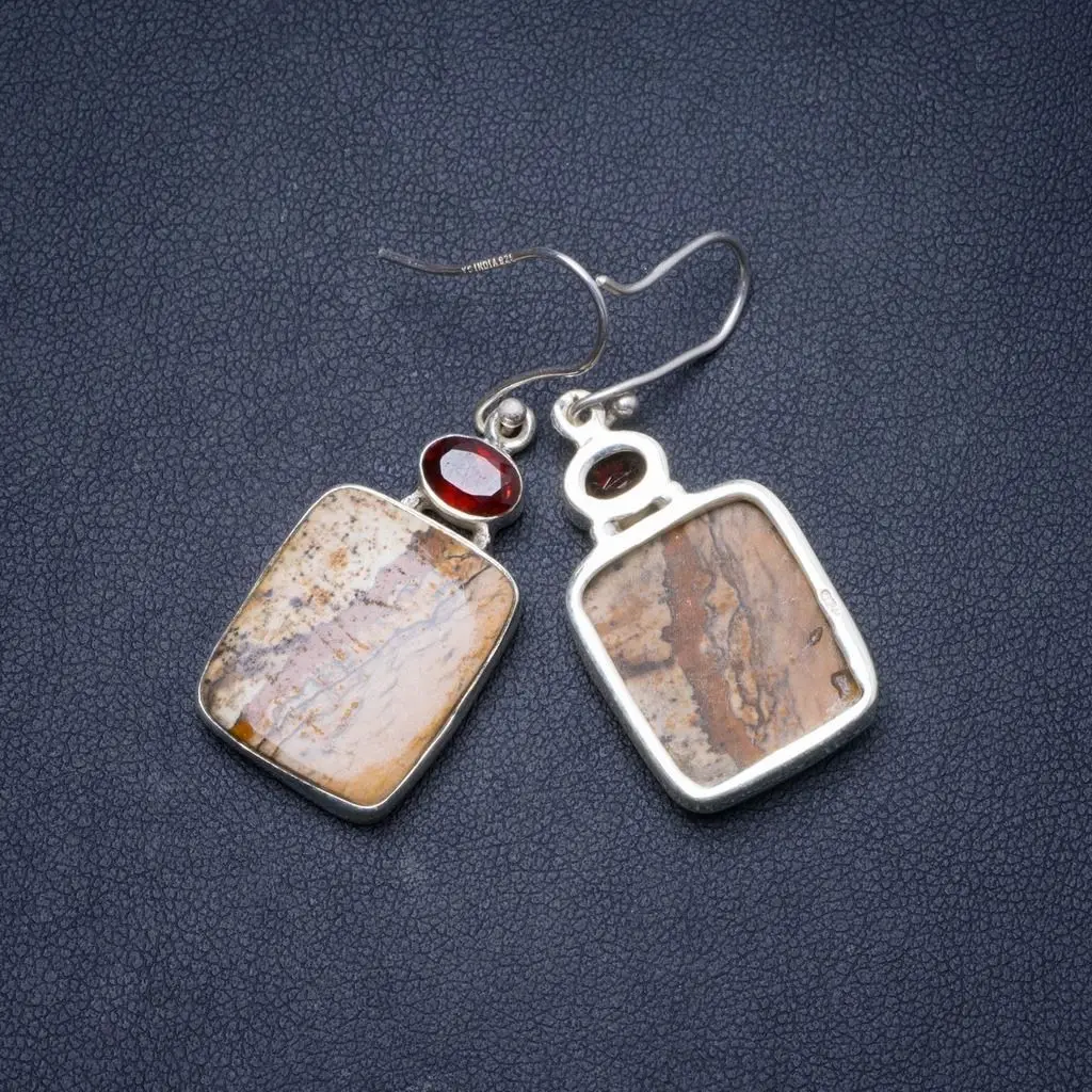 Натуральное изображение яшма и гранат ручной работы Уникальные 925 пробы