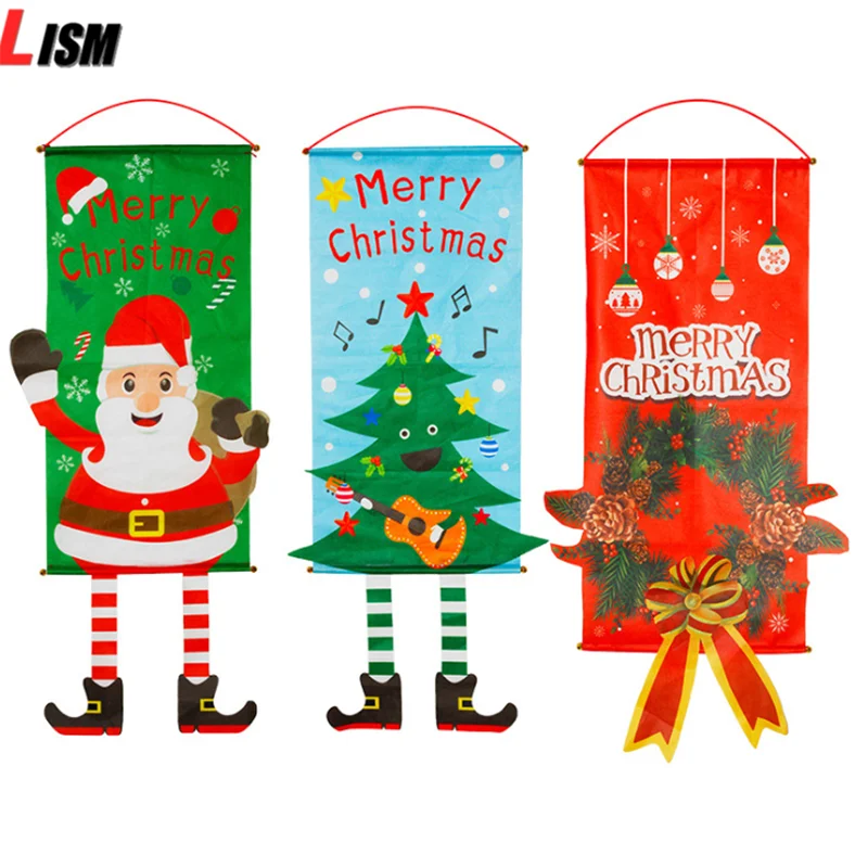 

Merry Christmas Hanging Door Banner Ornaments Christmas Decorations for Home Outdoor Xmas Decor New Year Navidad Gifts