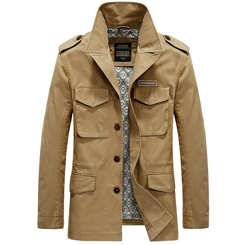 Тренчкот мужской длинный повседневный ветровка с несколькими карманами в стиле