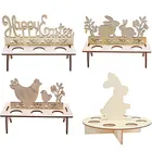 1 шт., деревянная полка для пасхальных яиц с рисунком кролика