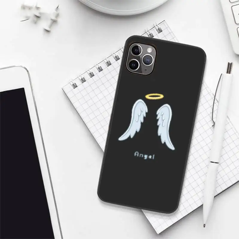 

Demon Angel Couple BFF Cartoon Phone Case Candy Color for iPhone 6 7 8 11 12 s mini pro X XS XR MAX Plus custom proctive funda