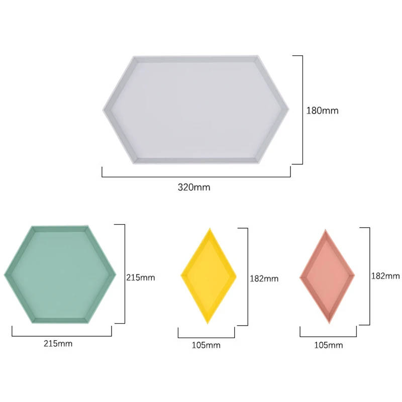 

4PCS Colorful Geometric Storage Tray Removable Plastic Fruit Tray Combination Desktop Storage Tray Removable Fruit Tray