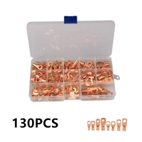 130pcs sc bare terminals lug ring seal battery wire connectors tinned copper tube lug and ot open ring type copper terminal lugs