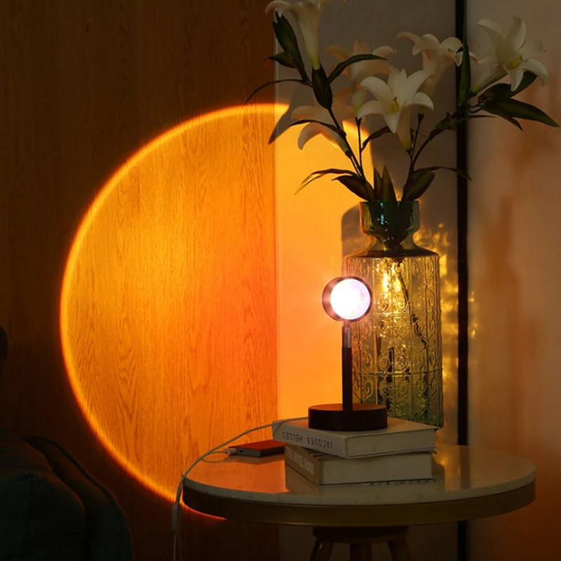 

Sunset Lamp Night Light for Room Decor LED Lights Projector Lighting Color Change Indoor Backlight Bedroom Decoration Nightlight