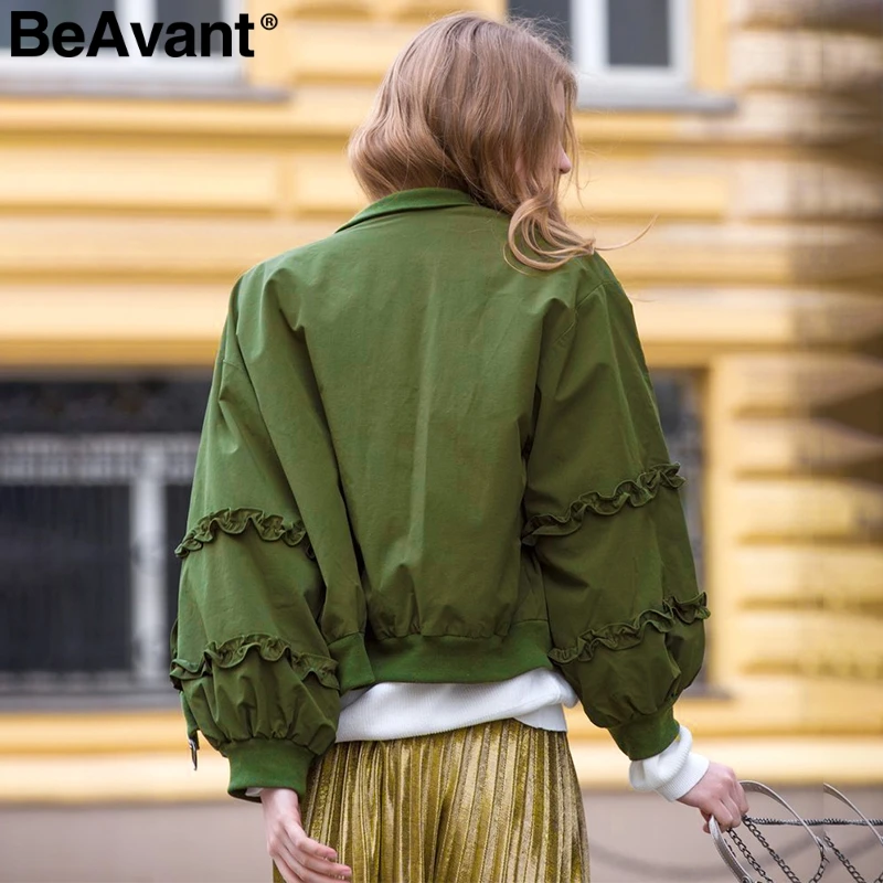 Женская ветровка с оборками BeAvant Базовая куртка на молнии длинным рукавом