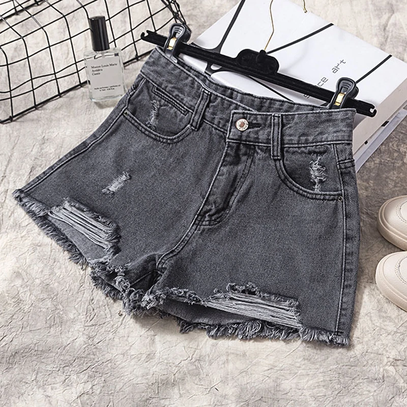 

Шорты Limiguyue женские рваные из денима, повседневные свободные джинсовые короткие штаны с потертостями, Клубная уличная одежда, черные, K890, на ...