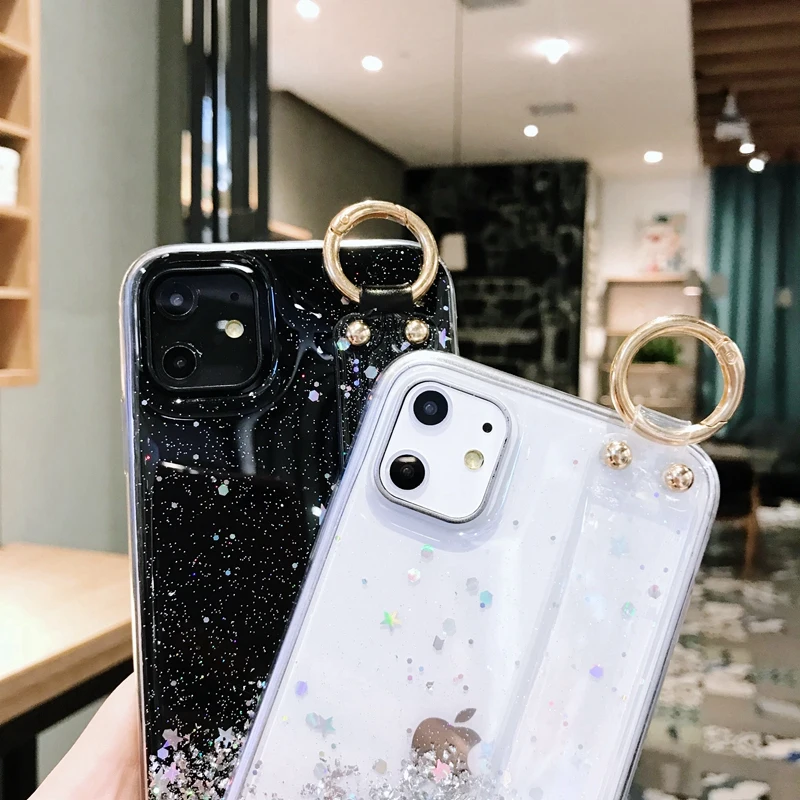 Чехол для телефона с блестящим порошком iPhone 11 Pro Max XR XS 7 8 6S Plus мягкий эпоксидной