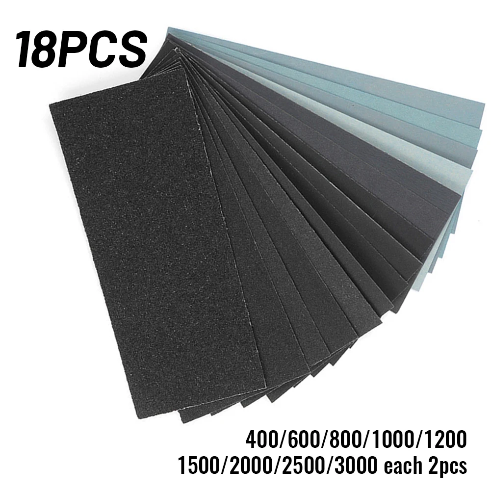 

18PCS 75*140mm Sandpaper Wet And Dry Sand Paper Polishing 400/600/800/1000/1200/1500/2000/2500/3000grit Abrasive SandPapers