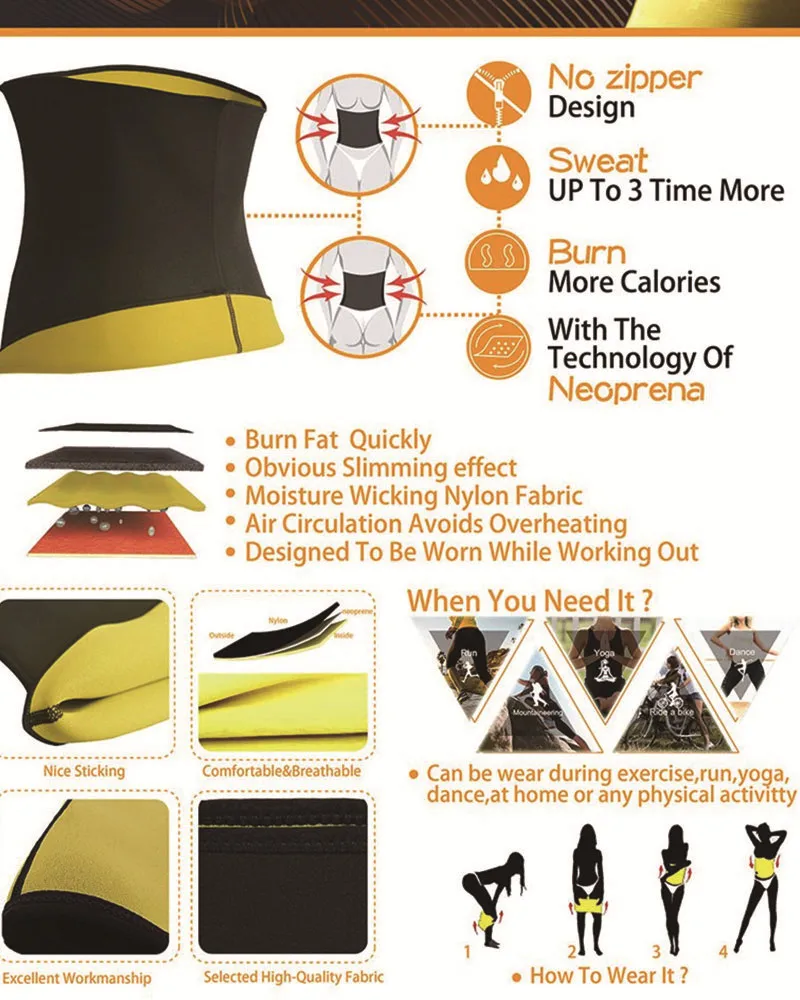 LAZAWG Women Waist Cincher Hot Sweat Belt Neoprene Waist Cincher Gym Workout Sauna Sweat Girdle Tummy Control Fat Burn Corset