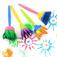 4pcset diy flower paint brush rotate spin sponge kids children graffiti art drawing painting toy for stationery school supplies