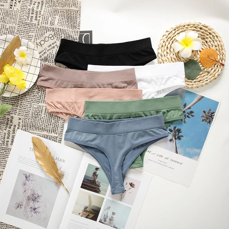 4 шт./комплект Женские Трусы-стринги с заниженной талией