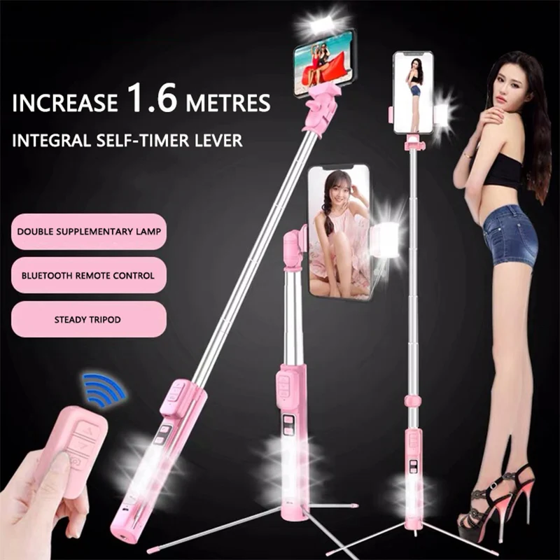 Штатив для селфи с Bluetooth 1 6 м светодиодный монопод кольцом светильник поворотом
