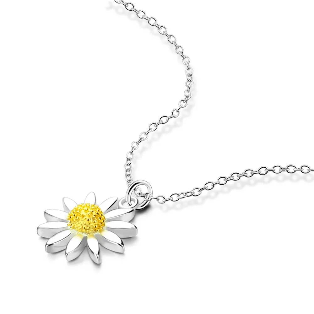 Женское колье из серебра 100% пробы с подсолнухами|Подвески| |