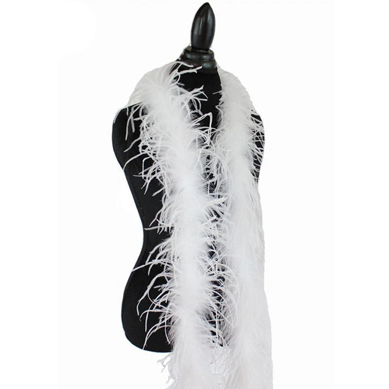

2 Meters White Ostrich Feather Boa Wedding Decoration Dance Apparel Feather Strip Shawl Ostrich Feathers for Crafts Trim Plumes