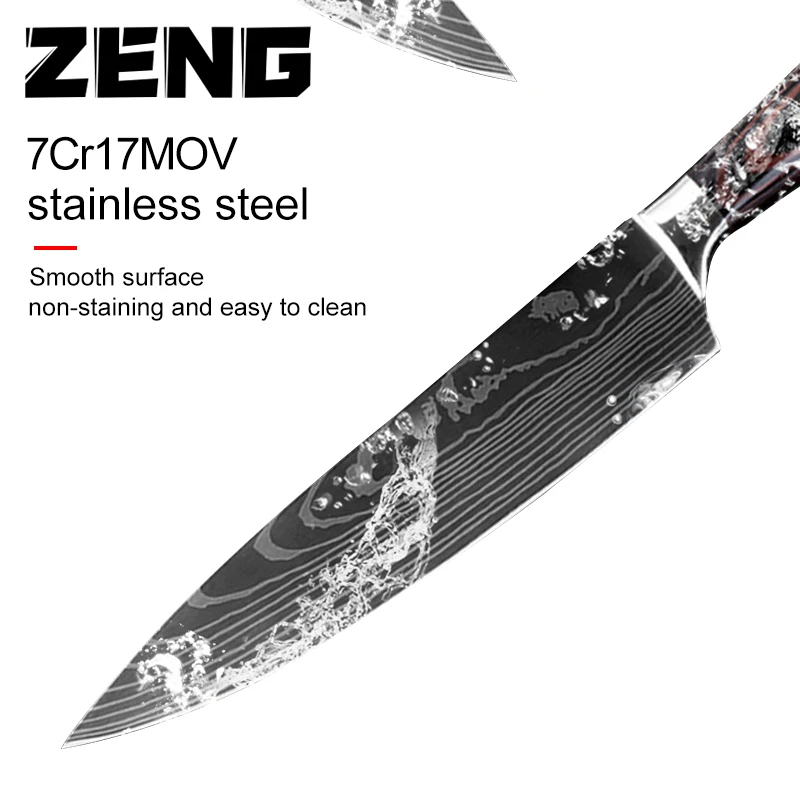 Высококачественный поварской нож ZENG 7CR17 из высокоуглеродистой нержавеющей стали