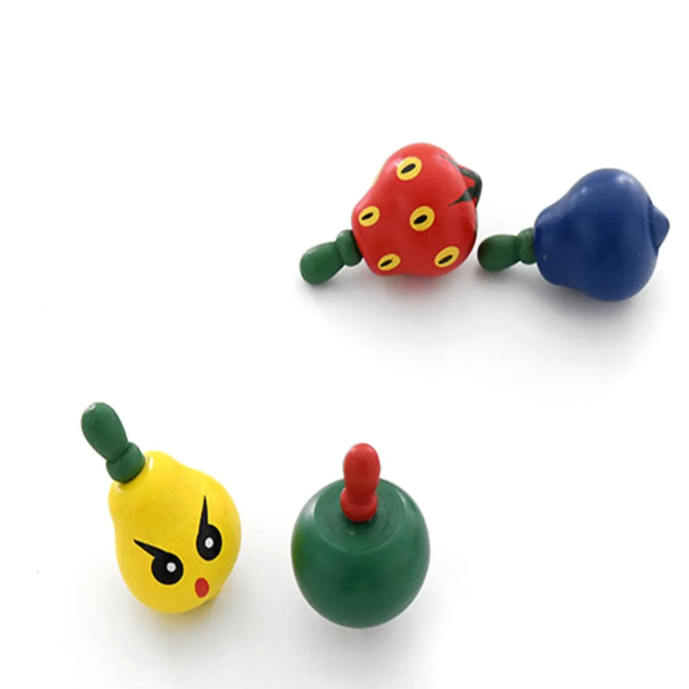 Kid'S Забавные игрушки 4 шт. дерево ручной работы в форме фруктов волчок вращение