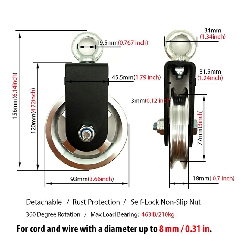 Шкиф со стальным тросом ведущее колесо оборудование для фитнеса шкив кронштейн