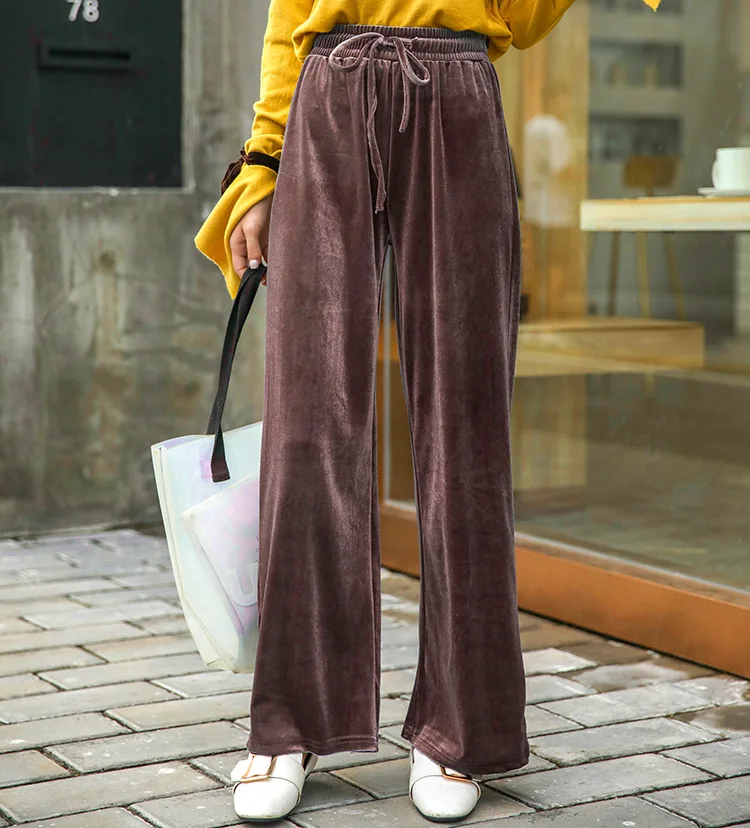 

Gold Velvet Wide-leg Pants Women Loose Casual Pants Korean Velvet Was Thin Sports Shaking Pants Autumn And Winter Trousers