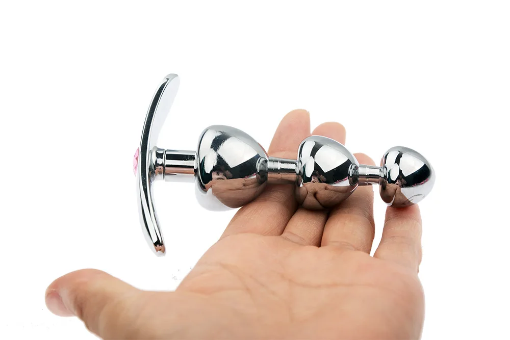Анальная пробка из нержавеющей стали с тремя бусинами металлические женские