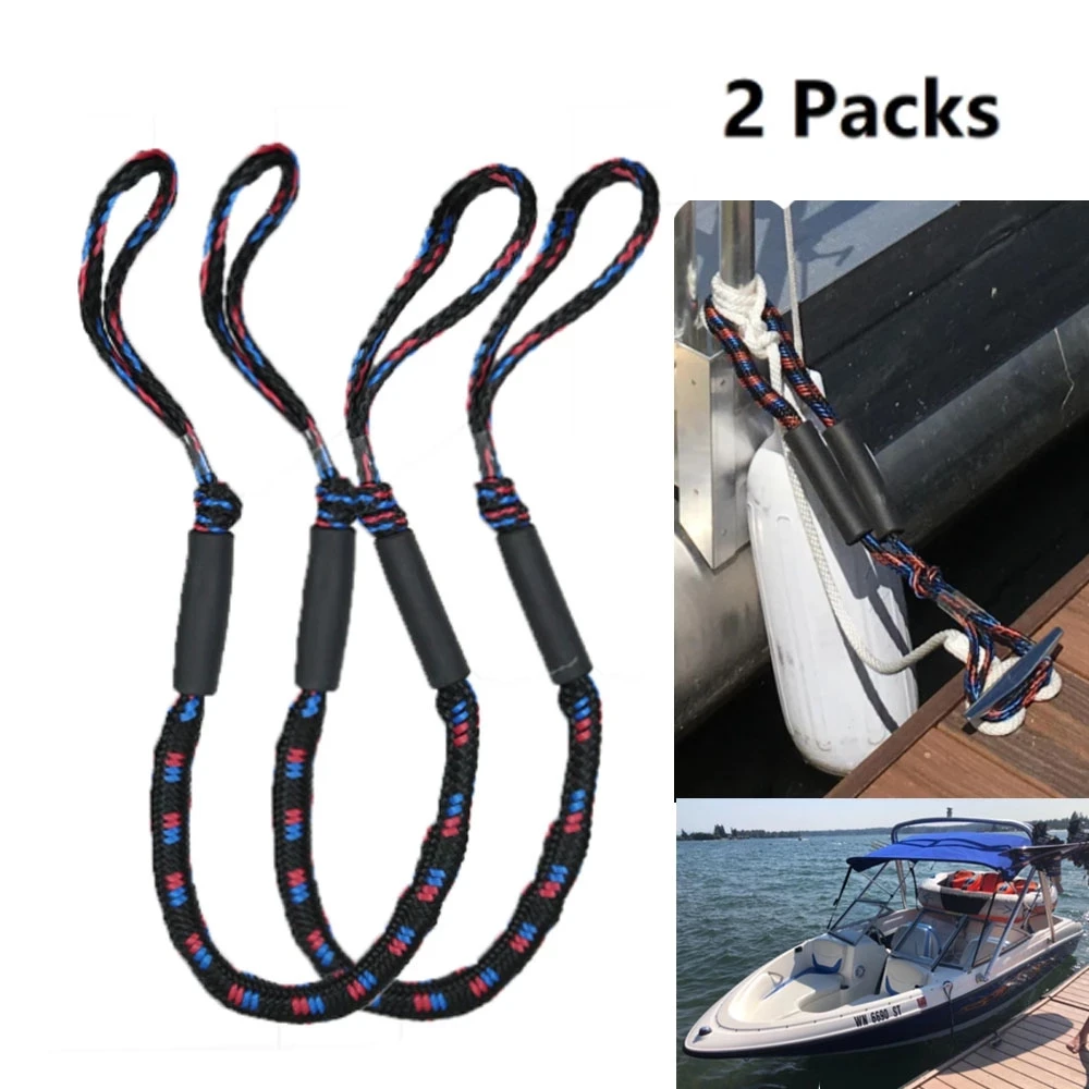 

2Pcs Set Bungee Dock Line Mooring Rope for Boat 4 ft 2 Ropes Rope Bungee Cord Dockline Boats Kayak Accessories
