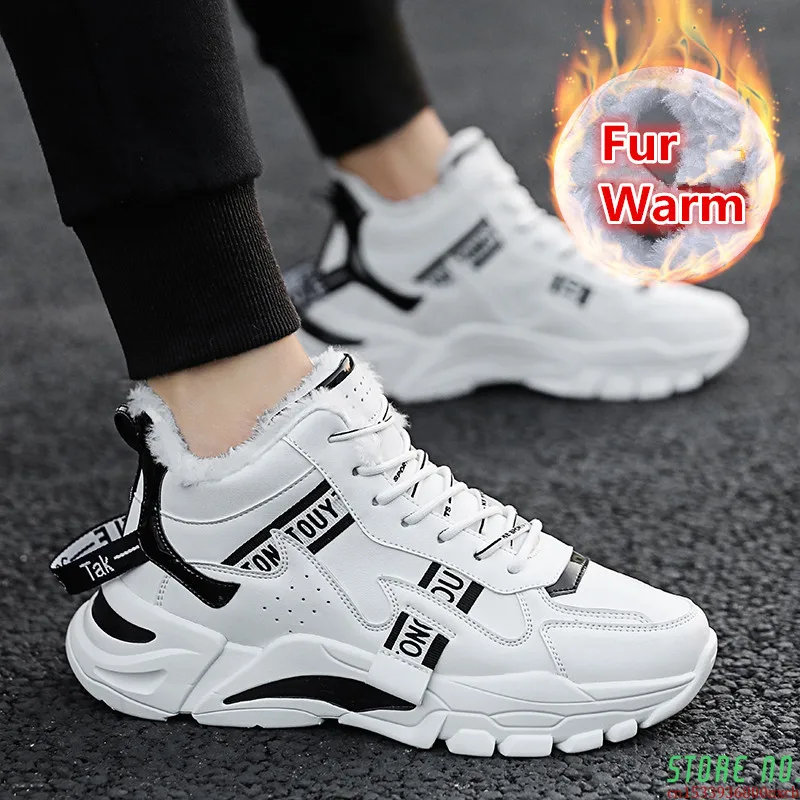 

Winter Running Shoes For Men Casual Fur Plush Warm Ankle Boots Men Snow Shoes Man Sneakers Non-Slip Trainers Sport Shoe Botas