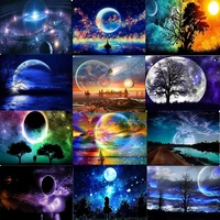 5d diy diamond painting moon night landscape embroidery full round square drill cross stitch kits mosaic picture home decor gift