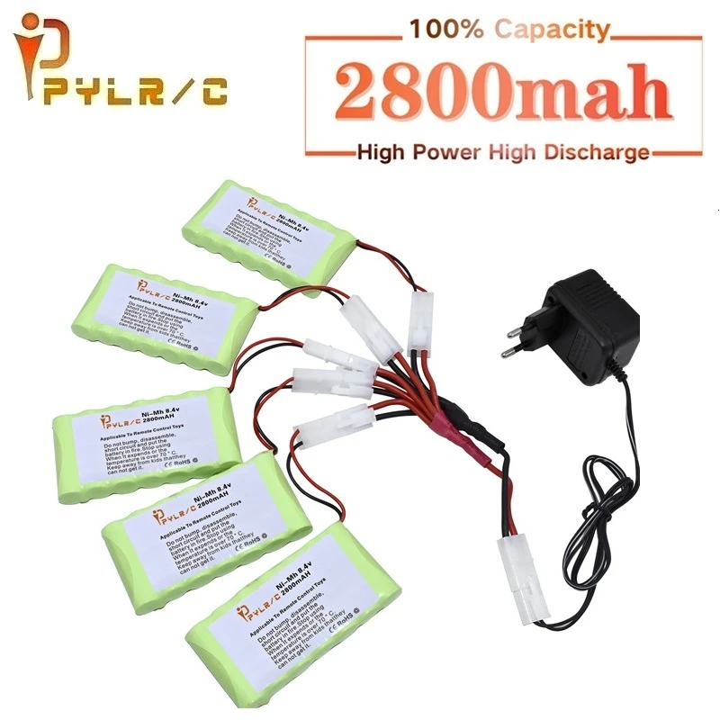 

With Tamiya 2P Plug 8.4v 2800mah Ni-MH Battery And Charger For Rc toys Car Tank Robot Gun Boat AA 8.4v Rechargeable Battery Pack