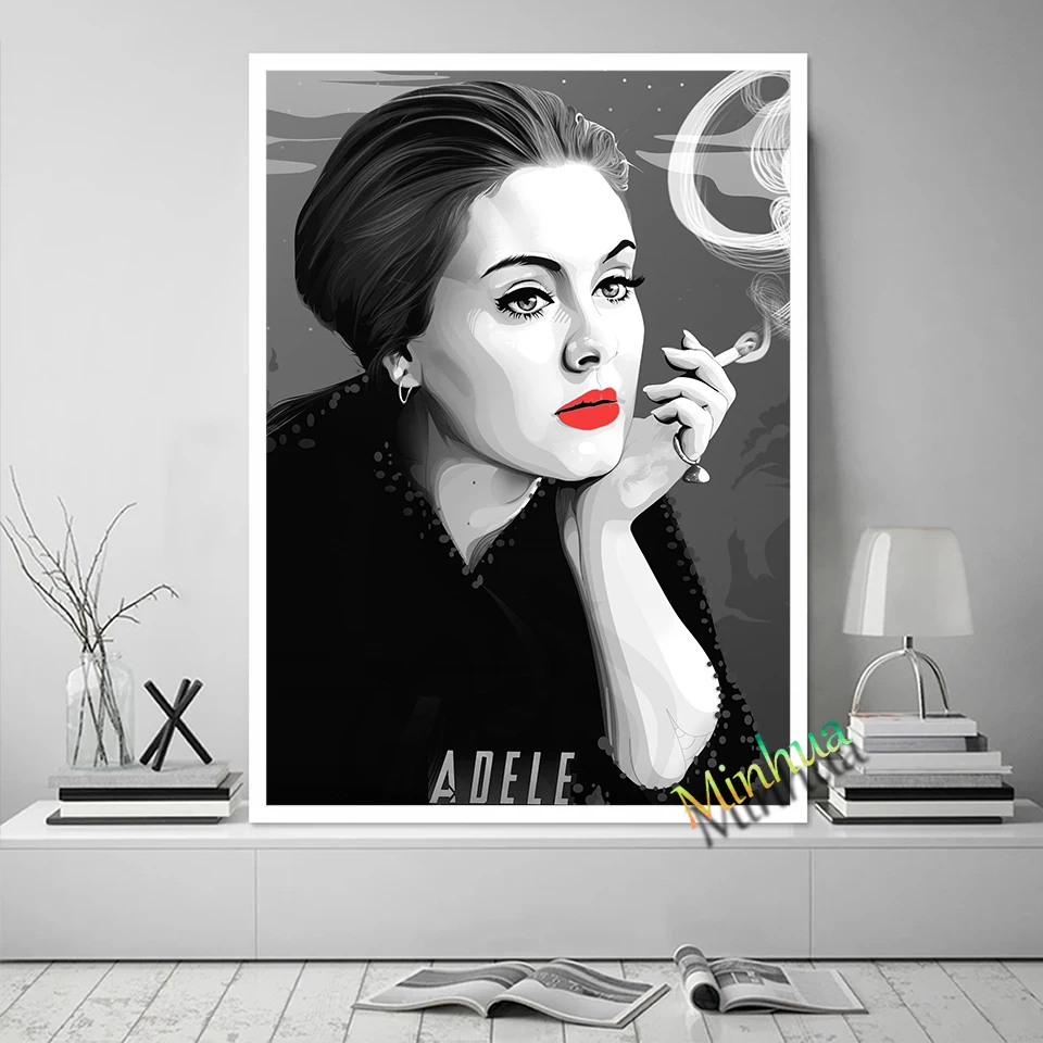 

Adele Poster Hot Singer Music Black And White Posters Prints Canvas Art Painting Bar Club Wall Stickers Home Decor