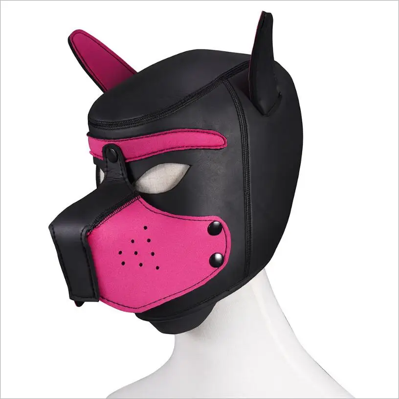 Brand New Fashion  Padded Latex Rubber Role Play Dog Mask Puppy Sexy Cosplays Full Head With Ears BDSM Bondage Hood S0830