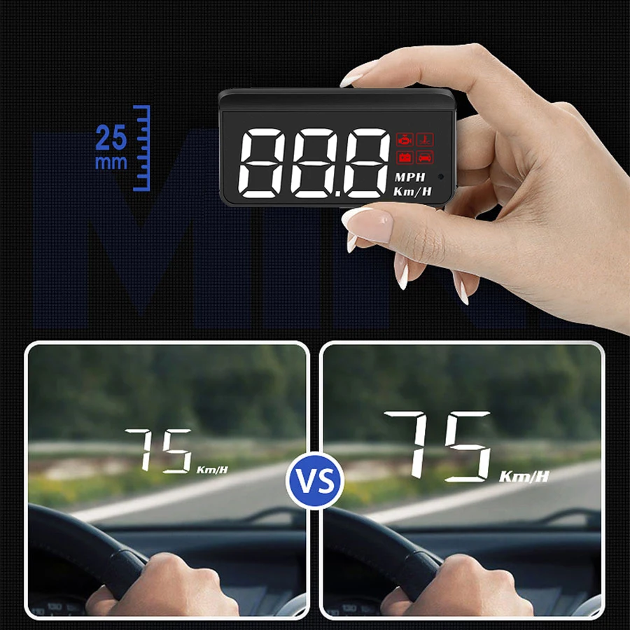 

Car HUD OBD2 Head-up Display Windshield Speed Projector Speedometer Windshield KM/H MPH Water Temperature EUOBD