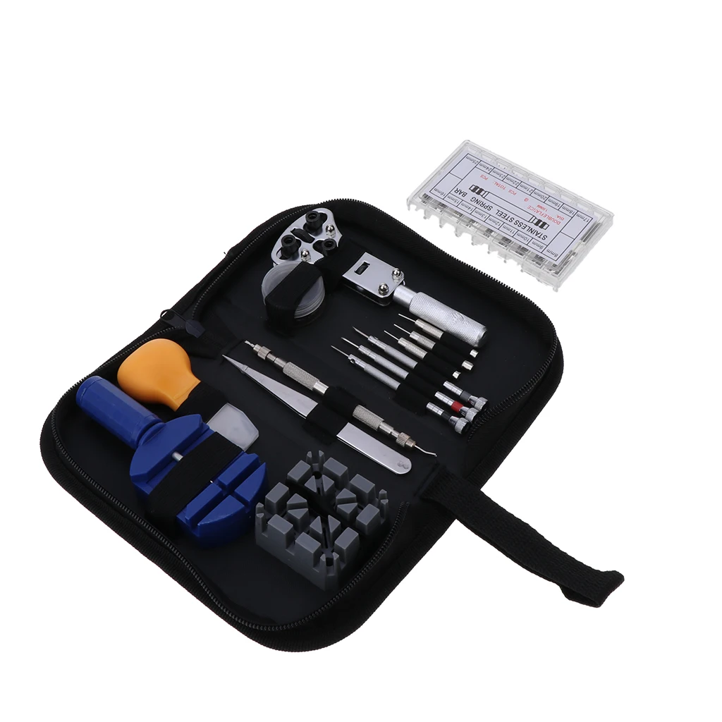 

14 PCS Watch Repair Tool Kit Watchmaker Opener Remover Spring Pin Bar With Case