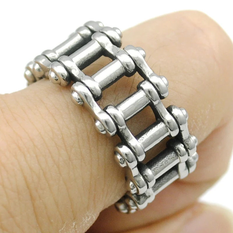 AMUMIU Fashion Punk Biker Chain Ring For Men Stainless Steel Cool Rock Style Jewelry Charm Men's Nice Party Gifts HR032 | Украшения и
