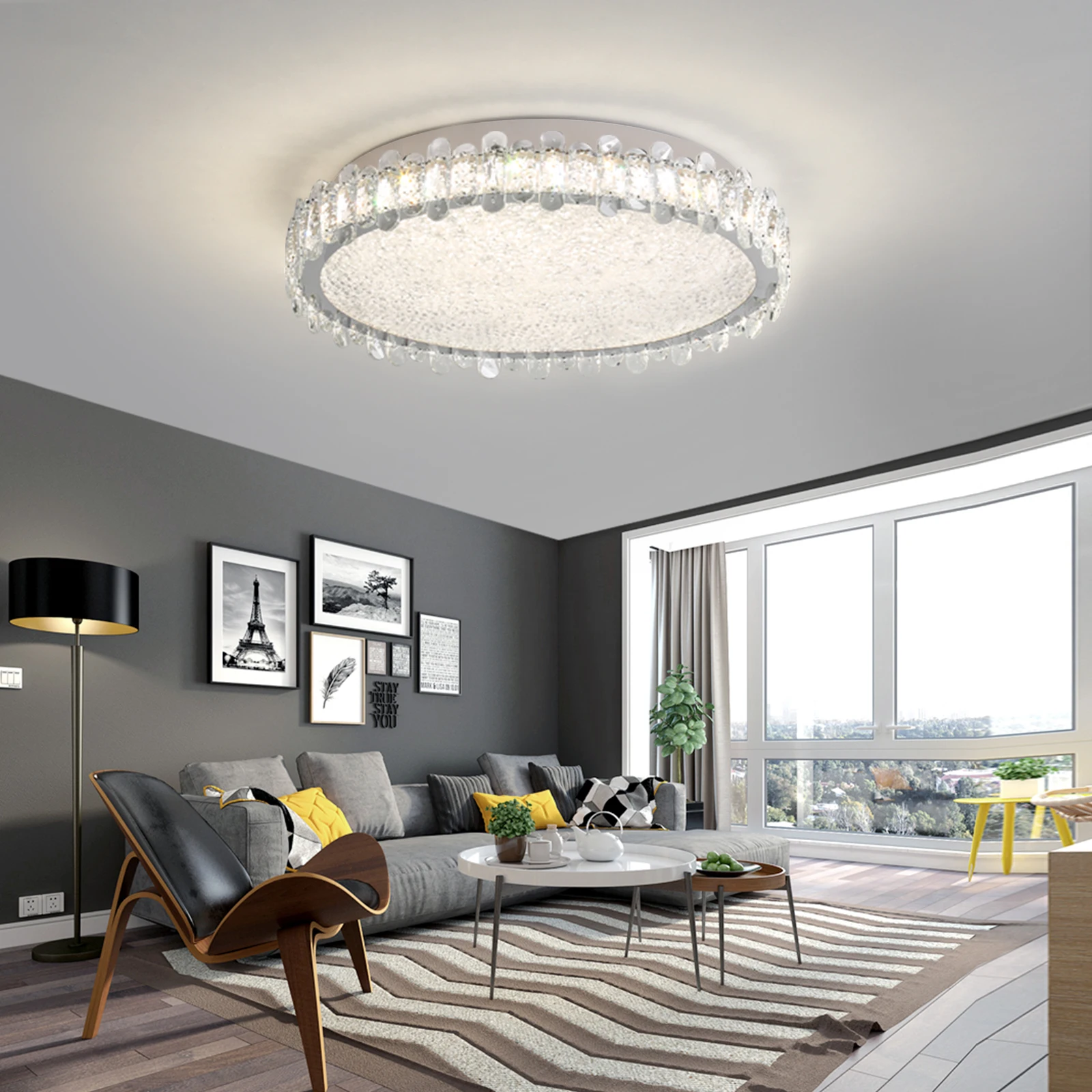 

LED Crystal Ceiling Lights,ceiling type Close to the CEILING,Dimmable,24w,LAMPS suitable for Bedrooms,Dining Rooms,Corridors.