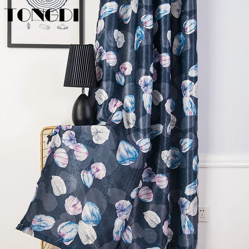 Светонепроницаемые шторы TONGDI элегантные цветные фланелевые с цветочным принтом