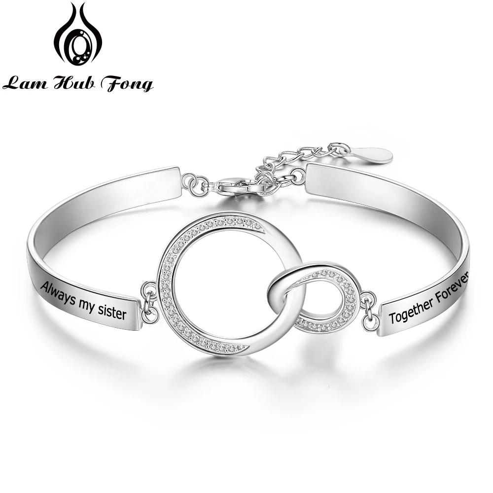 Персонализированный именной браслет серебряного цвета двойной круг блокировка