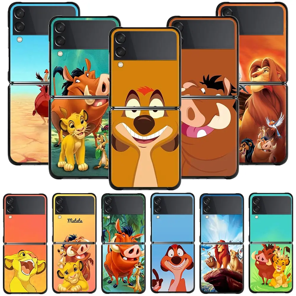 

the lion king timon Case For Samsung Galaxy Z Flip3 5G Black Fashion Protective Fundas Cover Shockproof Bags Shell