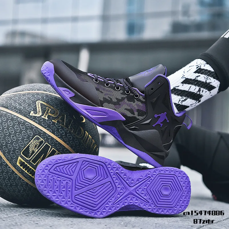 

New 2022 Black Purple Original Basketball Shoes Men Outdoor Trending Basketball Sneakers High Quality Sports Men Training Shoes