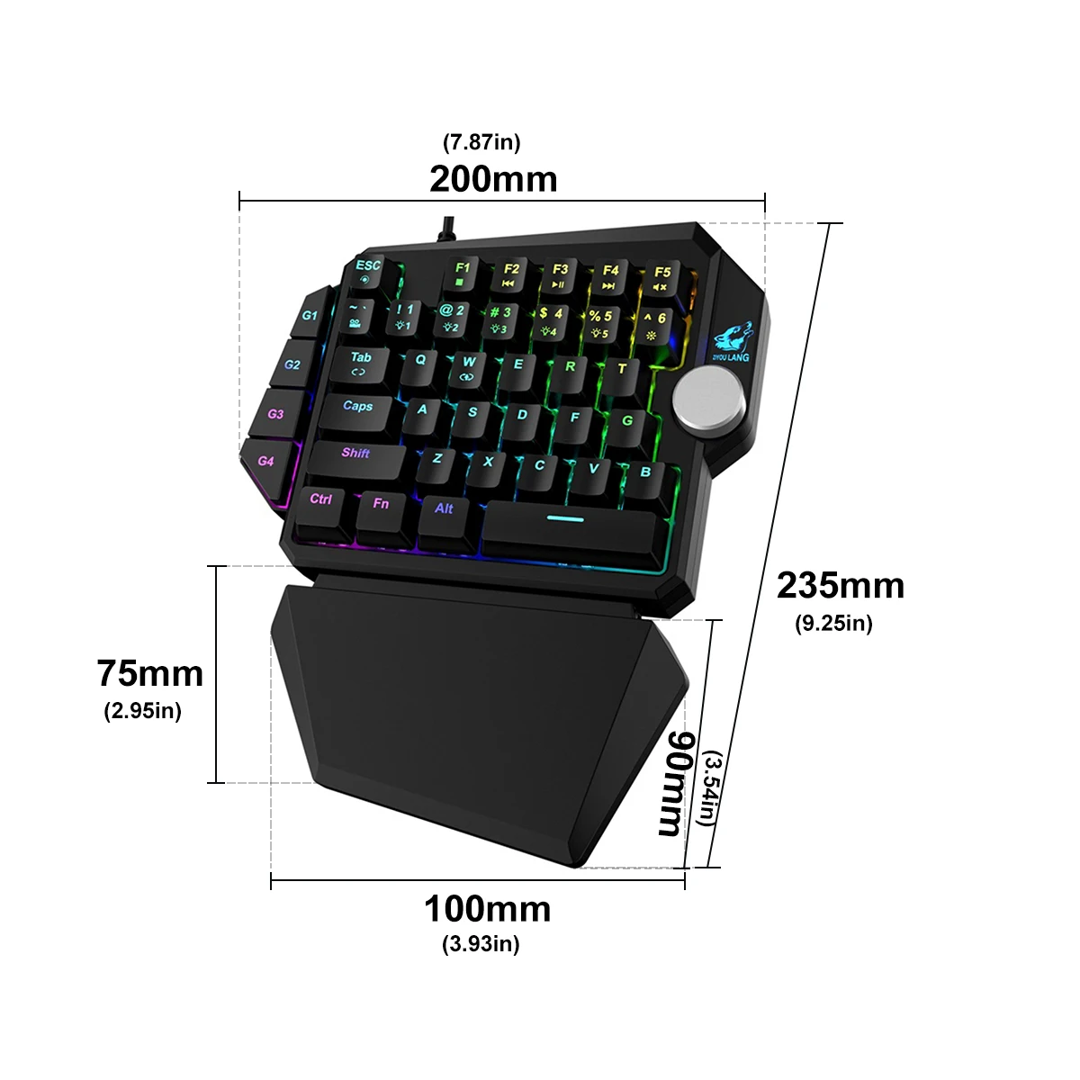 

RGB Color Backlit One-handed RGB 39 Keys Keyboard Green Axis One Handed Keyboard Wired Keyboard For Computer Desktop Notebook