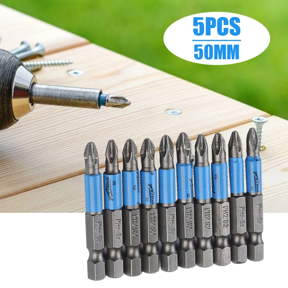 

50mm Cross Non-slip Drill Bits Batch Head PH2 Hex Shank Screwdriver S2 Head Bits Screwdriver Tip Holder Hand Tool