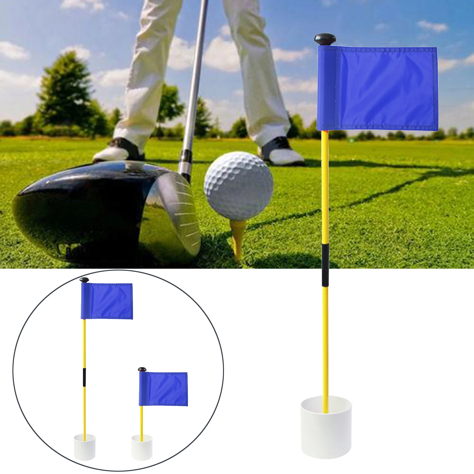 Golf Hole Pole Cup Flag Stick for Garden Backyard Practice Training Detachable Portable Putting Green Flagstick 1 Set Accs | Спорт и