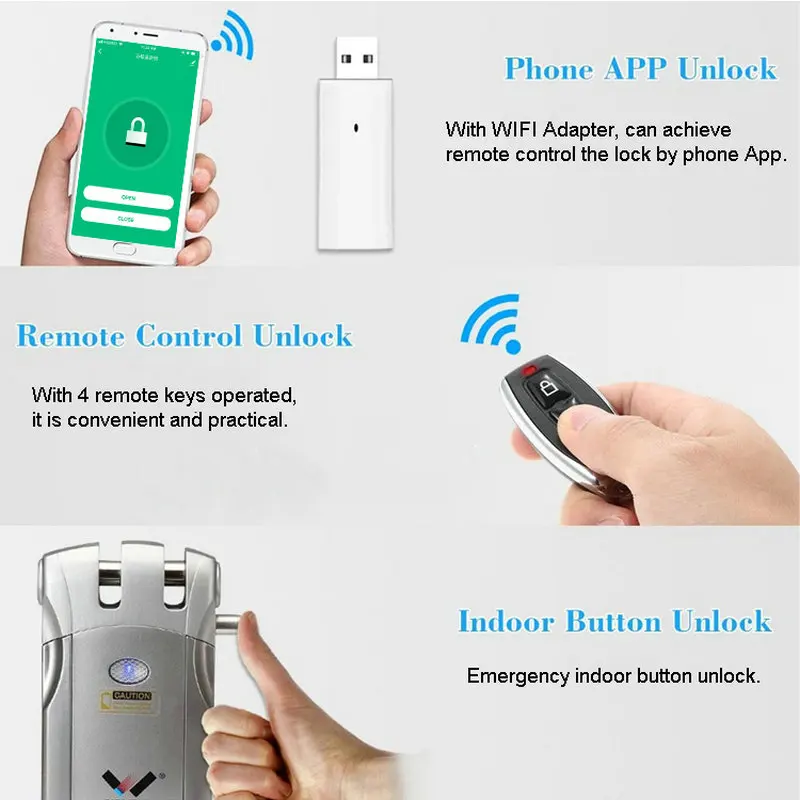 WAFU 018W WIFI Smart Door Lock Wireless Remote Control Security Invisible Keyless Intelligent iOS Android APP Unlock | Безопасность и