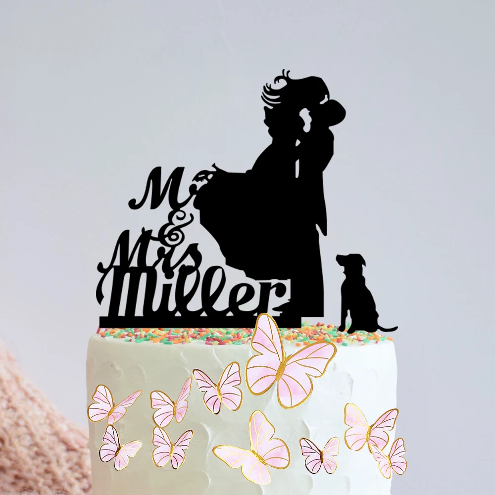 

Индивидуальный Топпер для свадебного торта с вашим именем, домашний узор для невесты и жениха, персонализированный Романтический орнамент ...