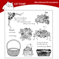 flower basket clear stamps for scrapbooking card making photo album silicone stamp diy decorative crafts
