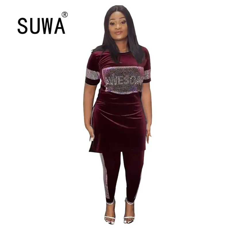 

Hot Recommend Style Casual Home Wear Summer Outfits For Women 2 Piece Sets Pullover Top Tunic Skinny Pencil Pants Sweatpants
