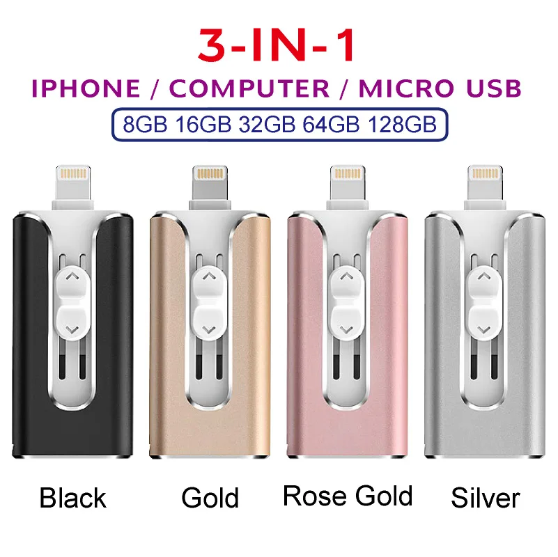 

Pendrive 128GB 3 in 1 iPhone USB Flash Drive OTG 32GB Pendrive 3.0 Cle Usb Flash Drive 64GB For for iPhone /Android/Tablet PC